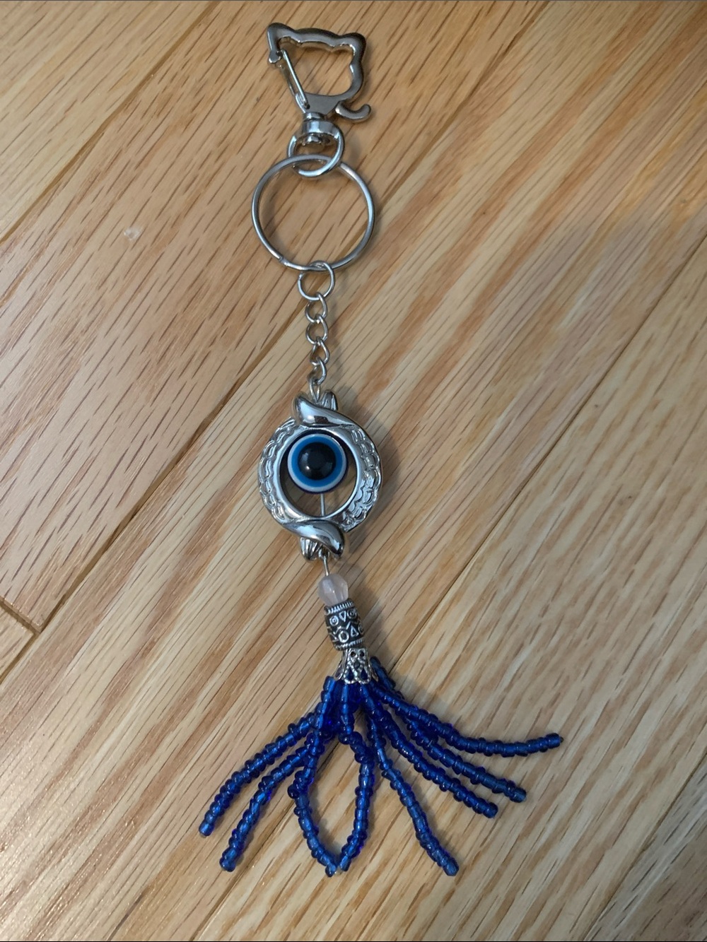 New Blue Evil Eye Beaded Tassel Keychain